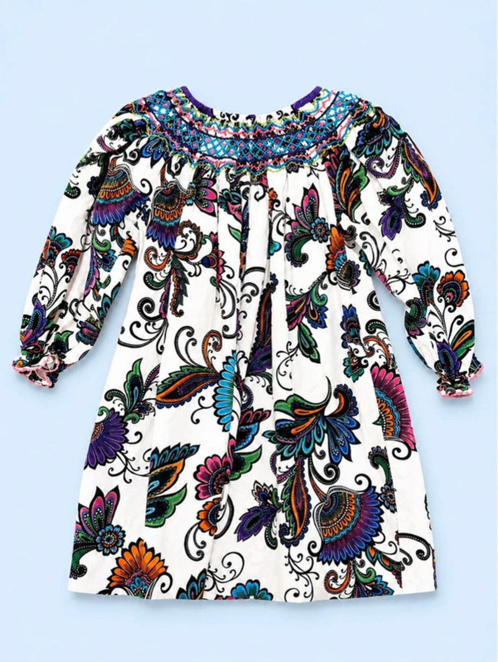 Le’ Za Me Jewel Tone Paisey Smocked Dress 18 months